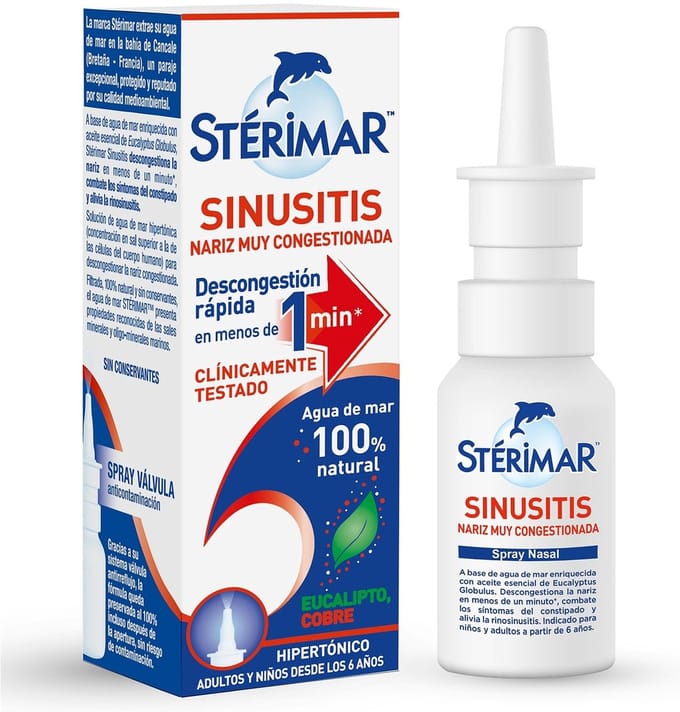 Nasal Spray Stérimar Sinusitis Salt water Decongests 20 ml