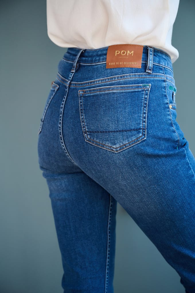 POM Amsterdam Jeans - Elize Slim Dark Blue Größe: 36 | Slim Jeans Outlet | Damen | Blau
