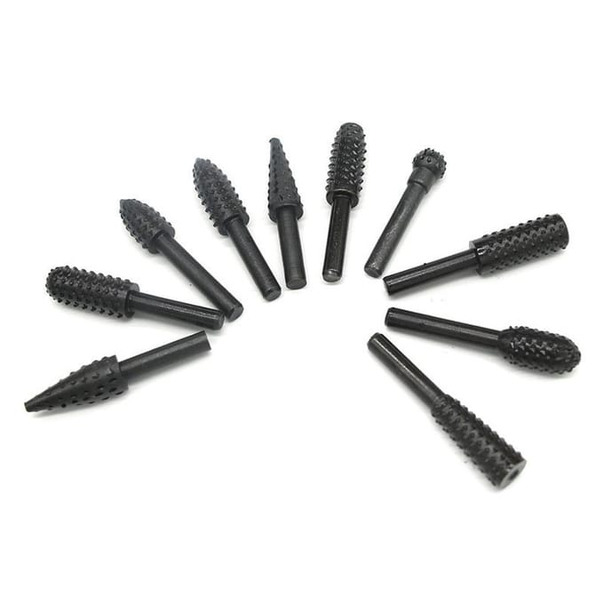 10 STKS Rasp Vijl Boor Bits Rasp Set Boor Slijpmachine Boor Rasp Voor Houtbewerking Snijgereedschap 1/4 zwart