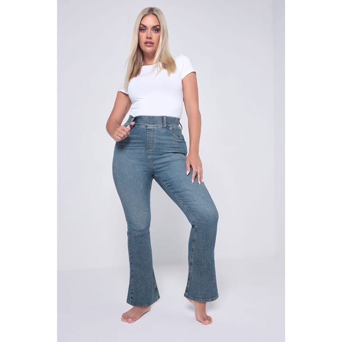 Yours Blue Wash Flare Jeggings Size Regular > 46