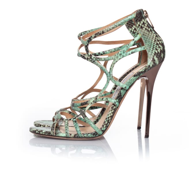 Jimmy Choo Groene python gladiator sandalen