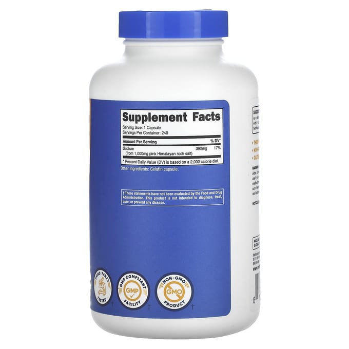 Sel de l'Himalaya, 1 000 mg, 240 capsules