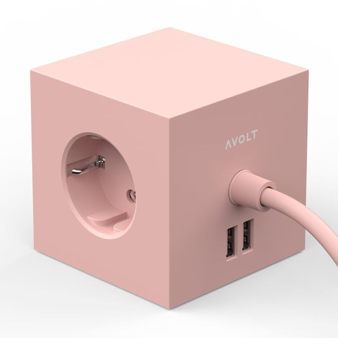 Avolt Square 1 stekkerdoos USB-C 30W 1,8 m - New Pink