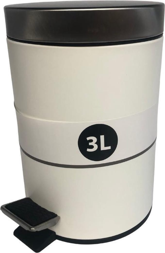 Afvalemmer - Pedaalemmer - Vuilnisbak - 3 Liter  - RVS - Wit
