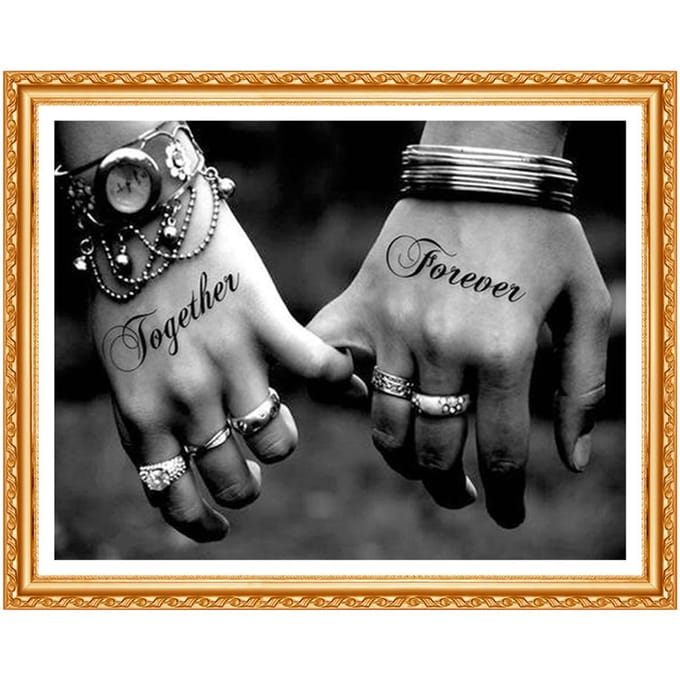 Peinture Diamant 5D DIY  Amoureux Mains  Diamant Brodé Diamant Décoration Maison 20X30CM gray