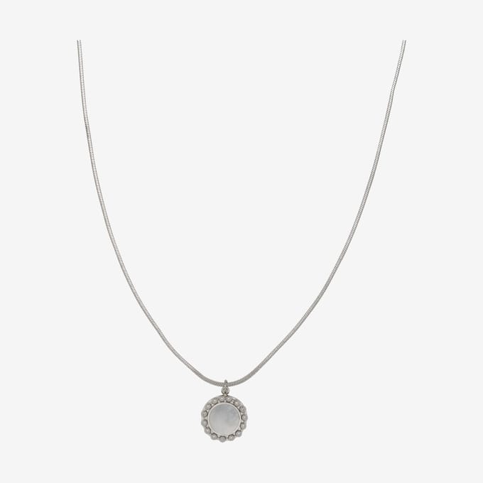 Essenza Silver Flower White Stone Necklace Silver