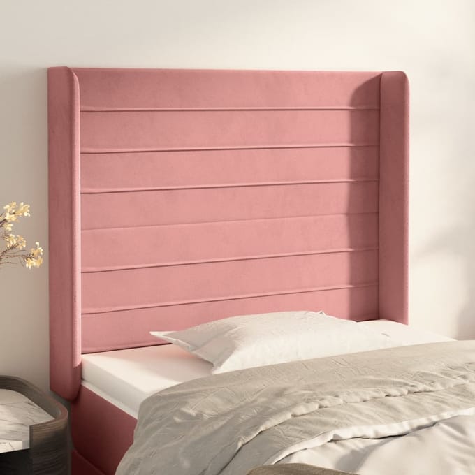 vidaXL - Hoofdbord - met - randen - 83x16x118/128 - cm - fluweel - roze