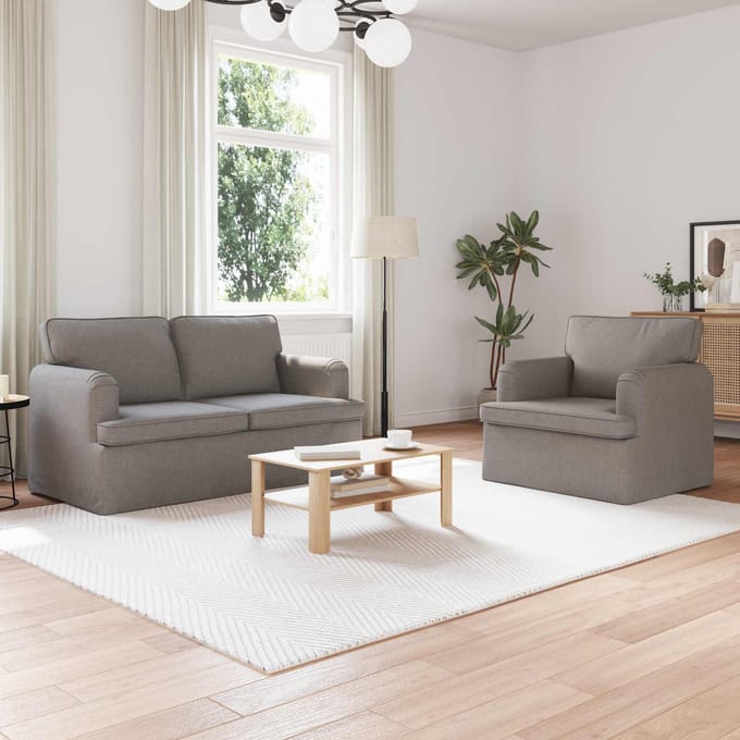 vidaXL Bankstel 2 pcs Taupe 144 x 80 x 85 cm Stof