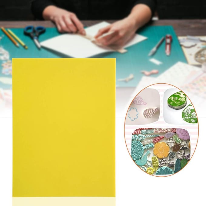 Tampon en gelée caoutchouc double couche bloc de sculpture fin pour tampons faits main DIY Jaune Blanc yellow