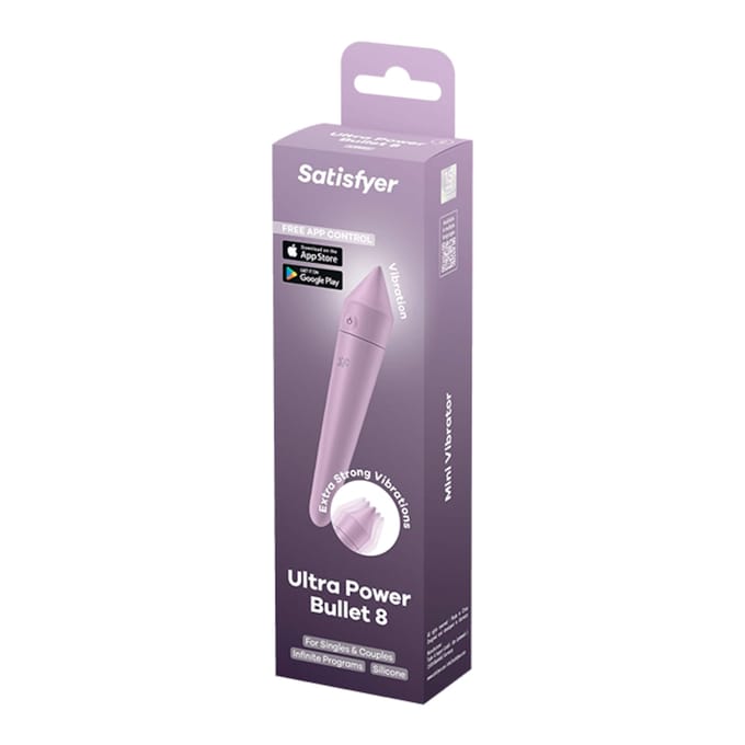 Satisfyer, Bluetooth minivibrator, 'Ultra Power Bullet 8', 14 cm, met app, waterdicht, oplaadbaar, medische siliconen