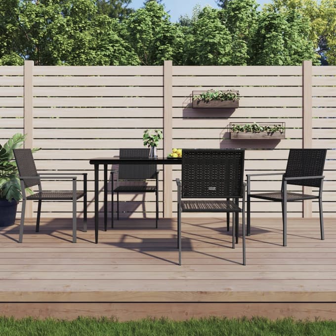 vidaXL - Tuinstoelen - 4 - st - 54x62,5x89 - cm - poly - rattan - zwart
