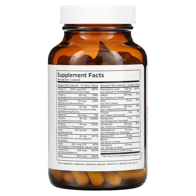 Metabolic Maintenance, De Grote IJzerarme Multivitamine, 90 Capsules