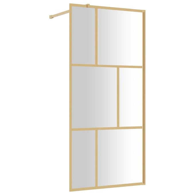 vidaXL - Inloopdouchewand - transparant - 90x195 - cm - ESG-glas - goudkleurig