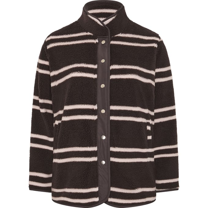 Yours Chocoladebruine Fleece Met Gestreepte Sluiting Size 42