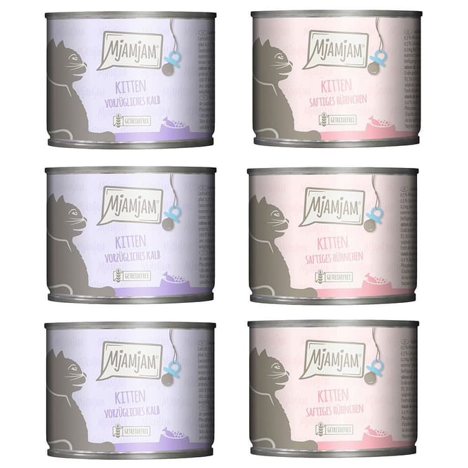 6x200g Mix (2 Rassen) MjAMjAM Kitten Natvoer Kat