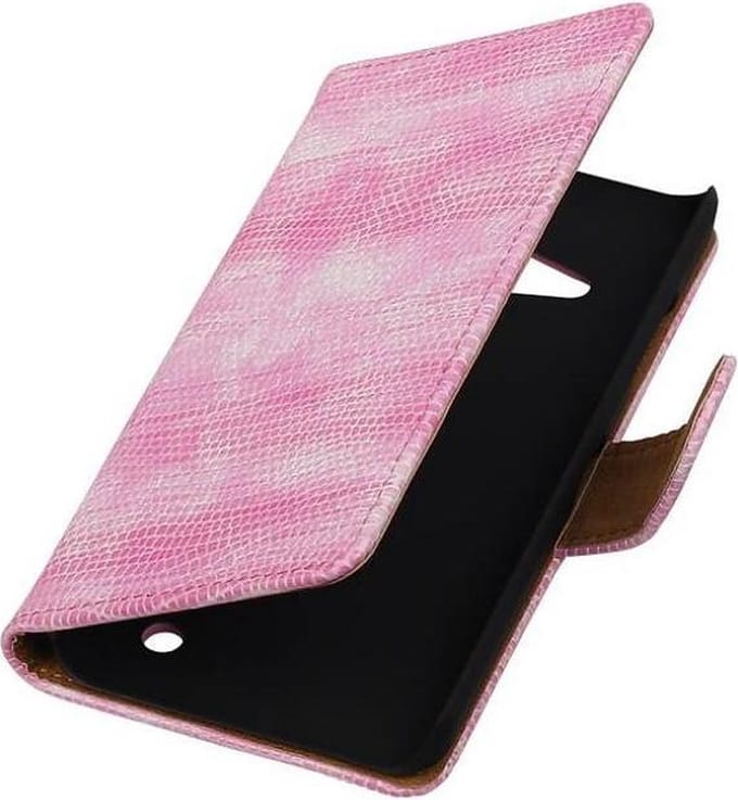 Hagedis Bookstyle Wallet Case Hoesjes Geschikt voor Microsoft Lumia 550 Roze