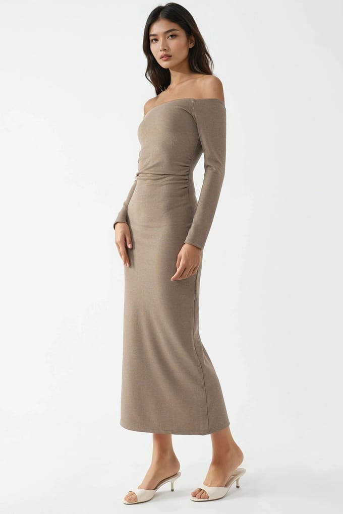 Off-Shoulder Bodycon Maxi Jurk