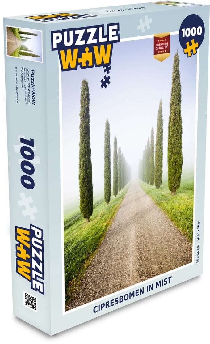 Puzzel Boom - Mist - Toscane - Cipres - Legpuzzel - Puzzel 1000 stukjes volwassenen
