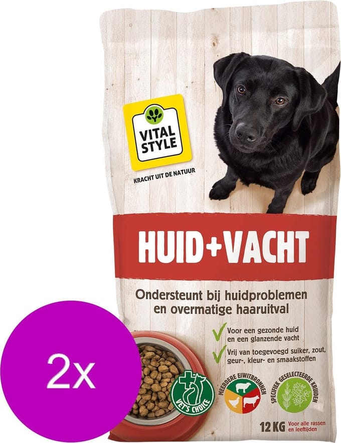 Vitastyle Huid + Vacht - Hondenvoer - 2 x 12 kg