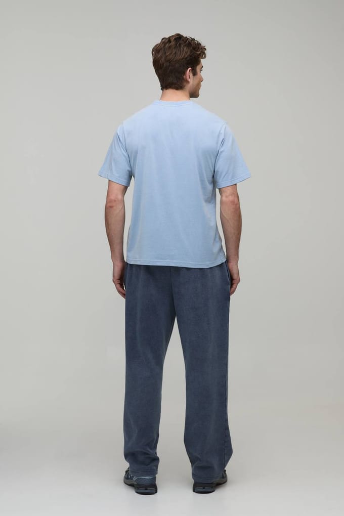 Essential Gewassen Boxy Heavyweight T-shirt | Washed Light Blue | Size Large