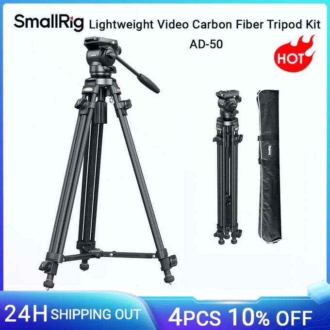 SmallRig 4685 Lightweight Video Carbon Fiber Tripod Kit AD-50