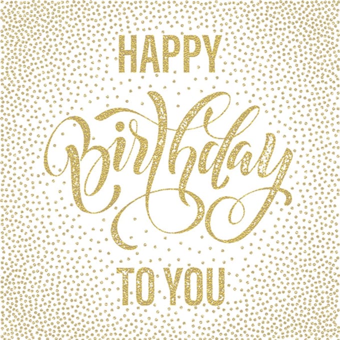 Lunch servetten - Happy Birthday dotted gold - Maki - 33x33 cm