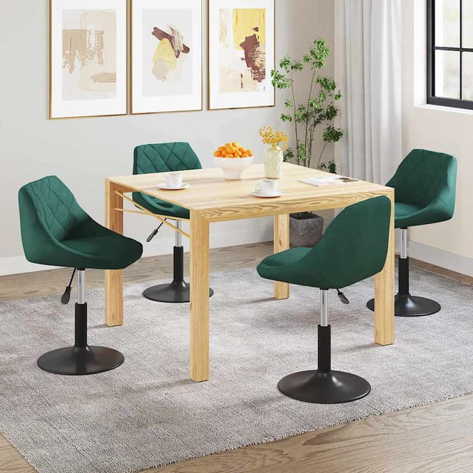 vidaXL - Eetkamerstoelen - draaibaar - 4 - st - fluweel - donkergroen