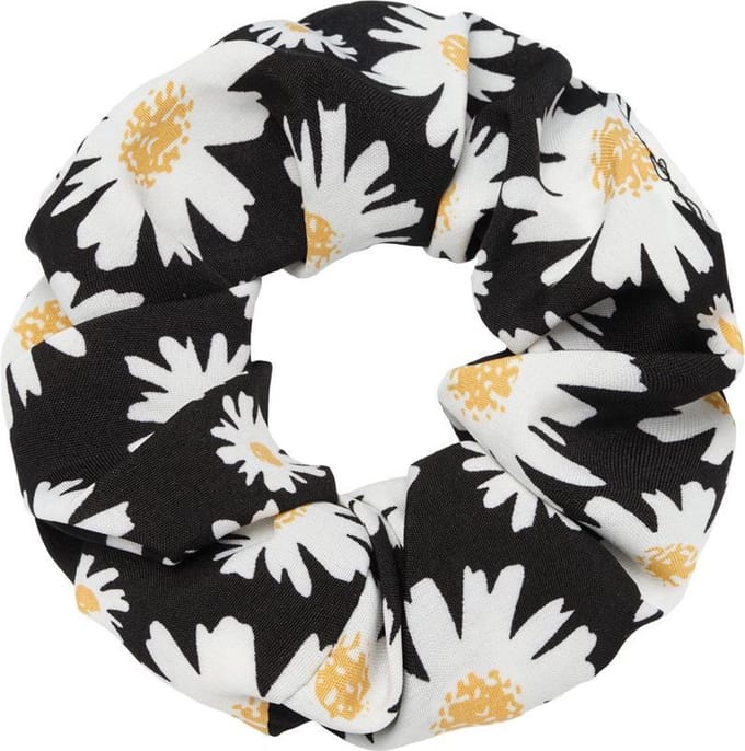 Scrunchie met bloemen zwart
