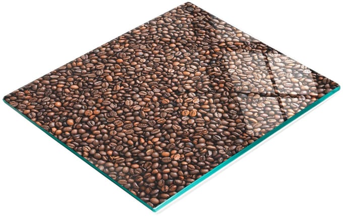 Multifunctionele decoratieve snijplank van gehard glas met koffieboonmotief, 60x52 cm