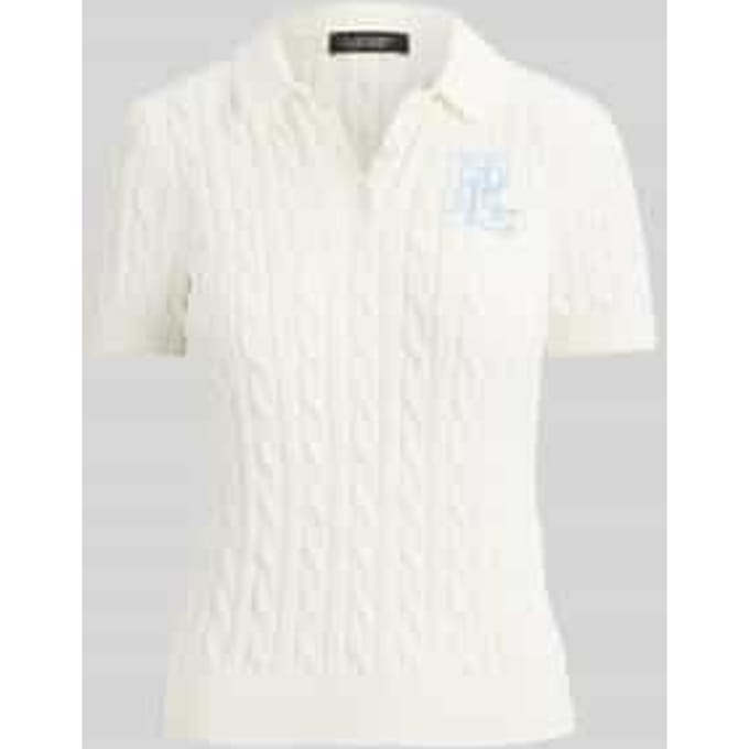 regular fit knitwear poloshirt met labelstitching