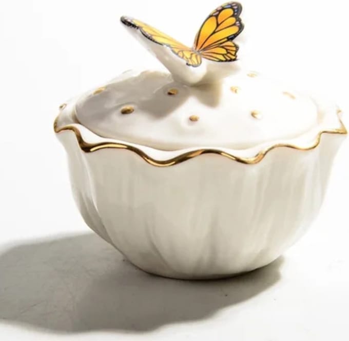 Mini Urn Keramiek Vlinder Wit