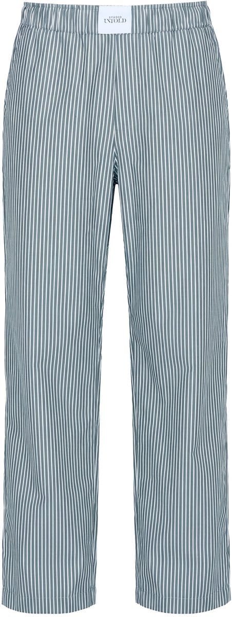Studio Untold - Dames - Broek wijde pijpen strepen patch elastische tailleband - Donkergroen - Maat 50