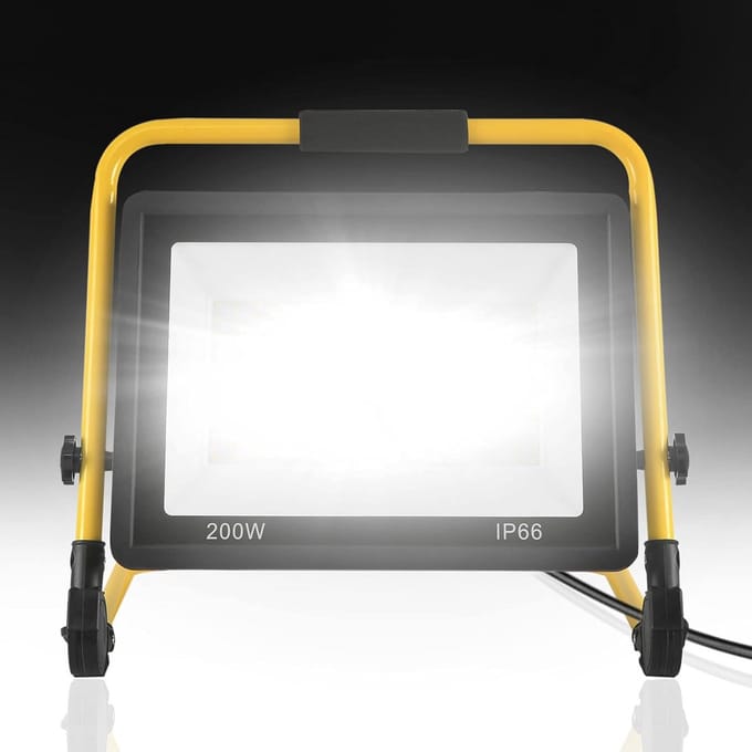 200 W LED Bouwlamp - Waterdichte Schijnwerper met Verstelbare Houder en 3 m Netsnoer