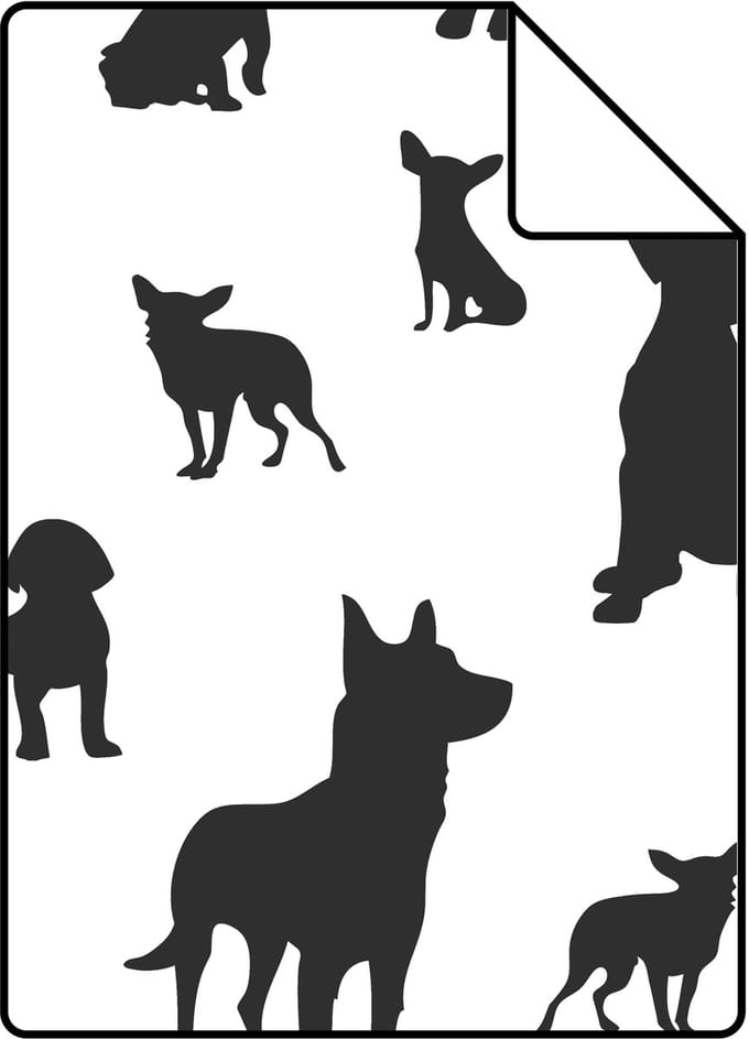 Proefstaal ESTAhome behang honden zwart wit - 26.5 x 21 cm - 139332-S