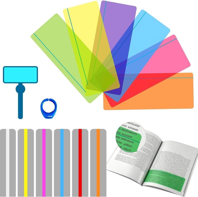Leesstripset Kinderen - Leeshulp Dyslexie - Geconcentreerd Lezen - Verschillende Kleuren - 16 Stuks - Multicolor