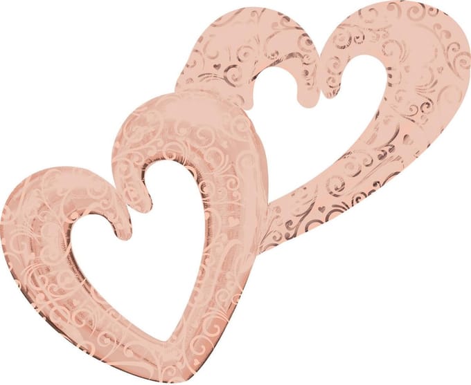 Amscan - Folieballon 2 harten rose gold - 134 x 91 cm