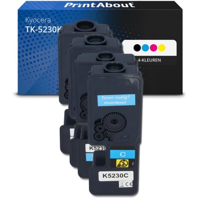 PrintAbout huismerk Toner TK-5230K 4-kleuren Multipack Geschikt voor Kyocera
