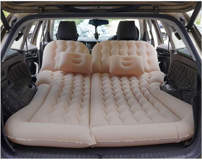 Auto Matras - Luchtbed Auto - Comfortabel Reizen - Zelfopblaasbaar - 15 cm dik - Beige