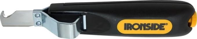 Ironside Kabelmes / Cabel Stripper — Zwart, haakmes, instelbare snijdiepte Ø 4–28 mm