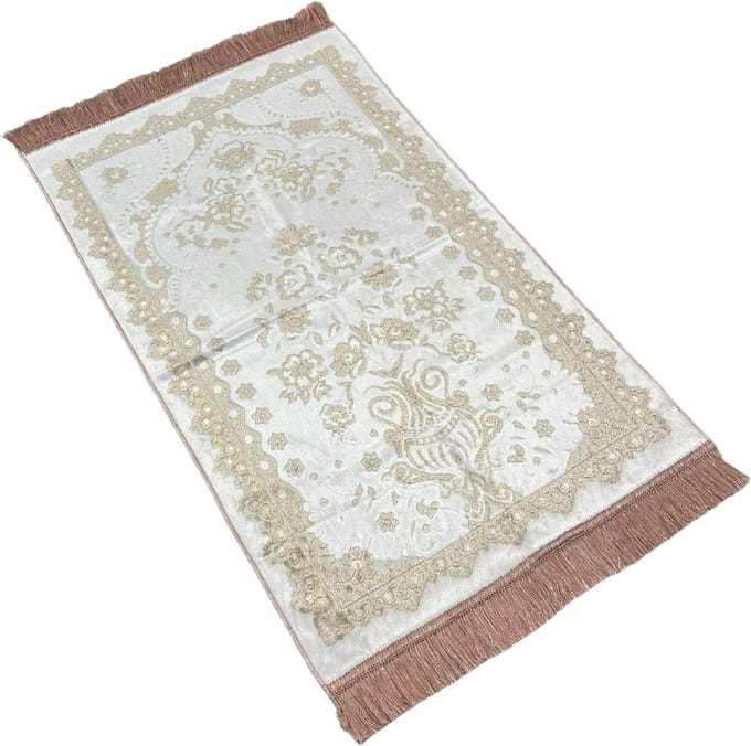Luxe gebedskleed velvet Glitter Roze / Goud