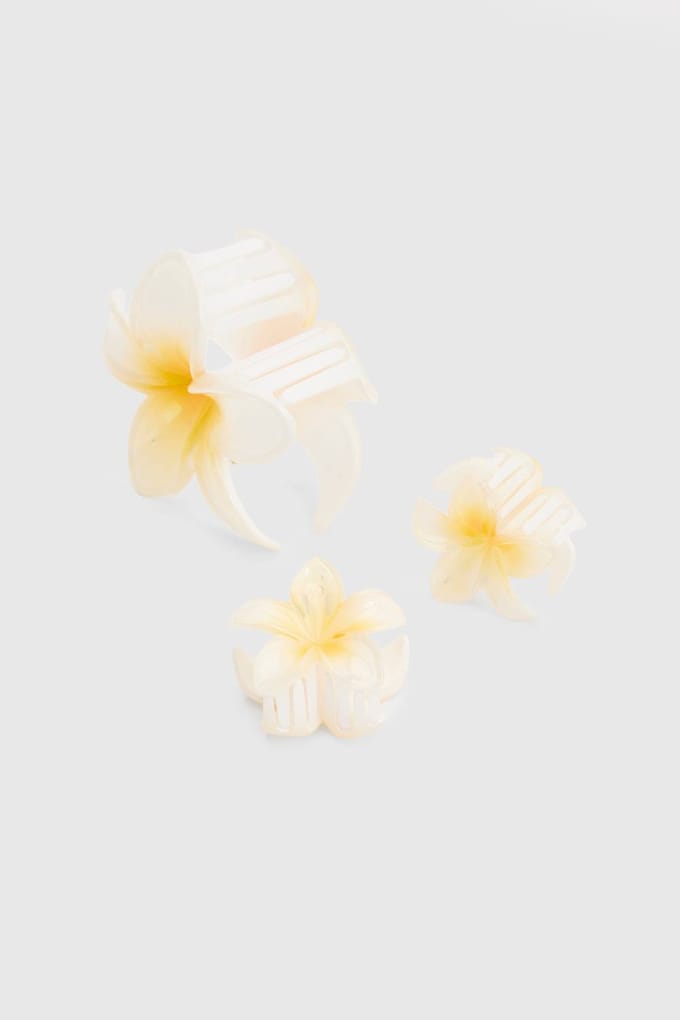 boohoo Dames Bloemen Haarklauwen 3-pack | Wit
