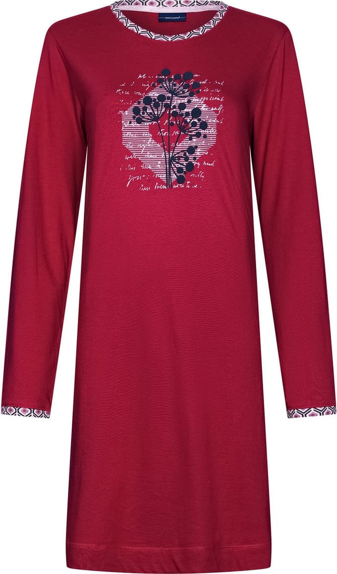 Pastunette dames nachthemd lange mouw -Rood - 44