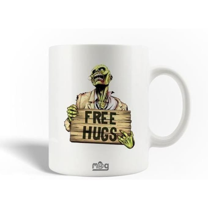 Mug Maniacase en Céramique Blanc Walking Dead Zombie Free Hugs