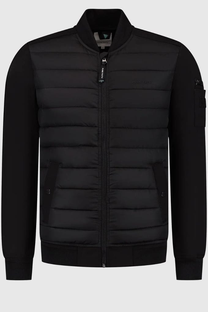 PURE PATH Regular Fit Padded Jackets Jassen Heren - Zomerjas - Zwart - Maat M