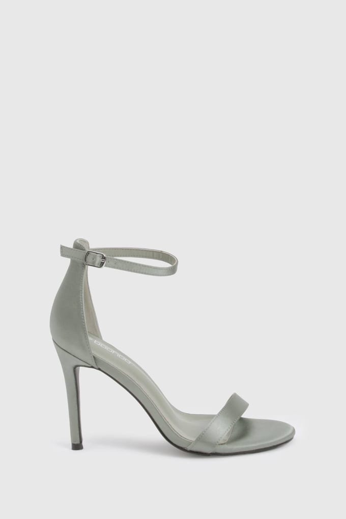 boohoo Dames Bijna Onzichtbare Satin Basic Hakken | Olive | Maat: 8