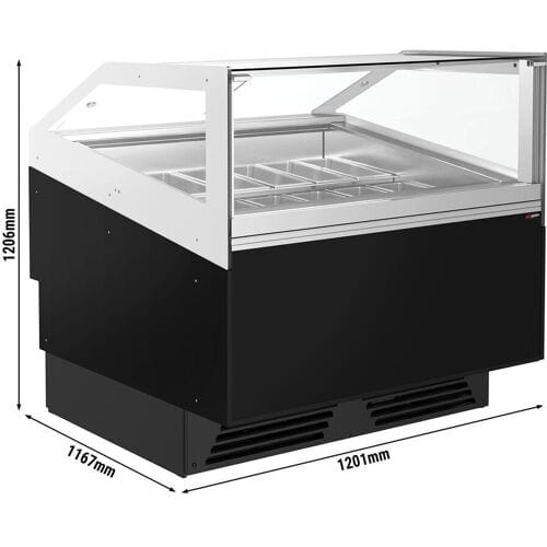 GGM Gastro Eistheke ADAM - 1200mm - Umluft - für 12x 5 Liter oder 8x 7 Liter Eisbehälter - Schwarz