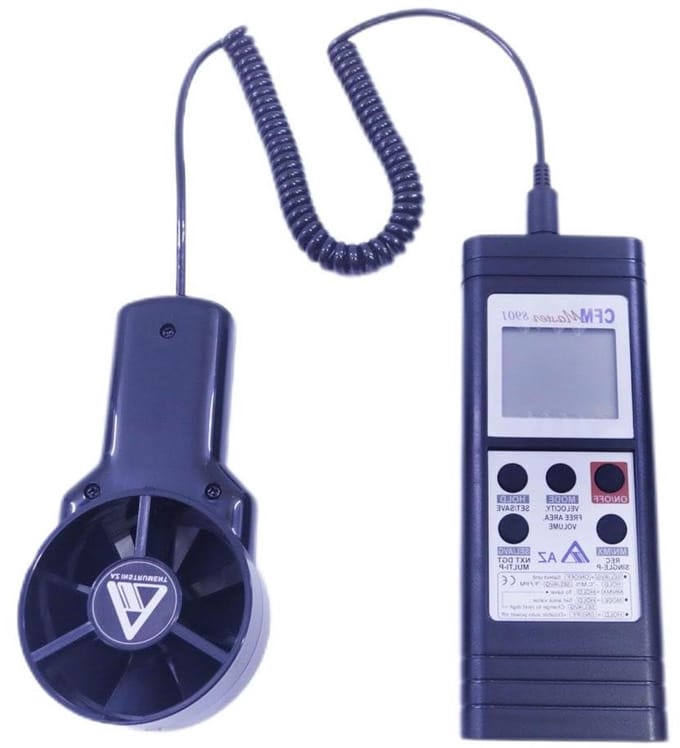 Digitale Luchtstroommeter - Windsnelheid Tester - HVAC Controle - Externe Ventilator - 0.4-35 m/s - Grijs