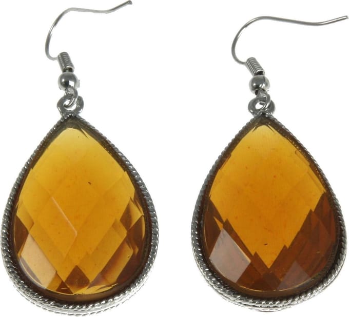 Behave - Oorbellen druppelvorm bruin glas - Elegant retro design