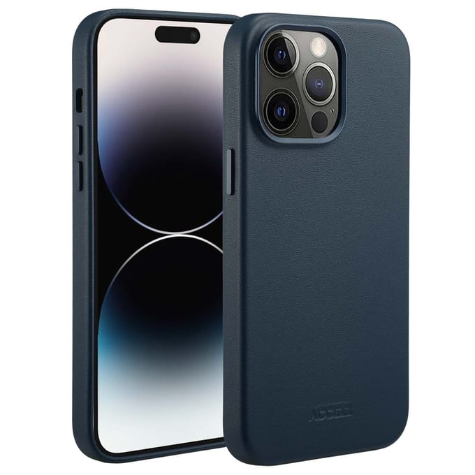 Accezz Hoesje - Geschikt voor iPhone 14 Pro Max - geschikt voor MagSafe Leather Backcover - Nightfall Blue