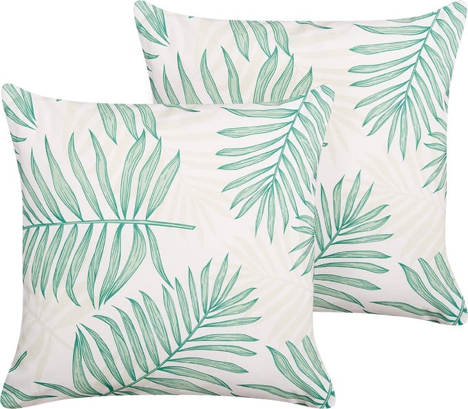POGGIO - Tuinkussen set van 2 - Beige/ Groen - 45 x 45 cm - Polyester